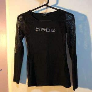 Bebe tight laced see through long sleeve shirt 🖤